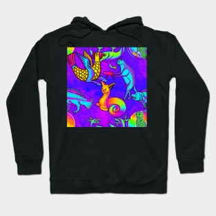 Weird Trippy 90's Medieval Frank Style Art Blue Hoodie